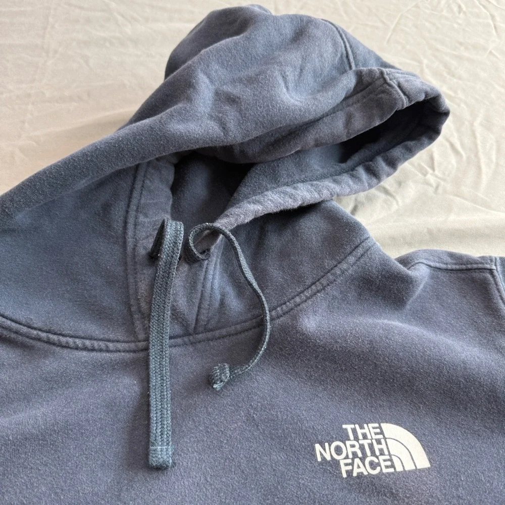 The North Face Pullover Hoodie Mens XL Navy Blue‎ Fleece Never Stop Exploring